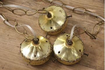 ビンテージ照明　複雑にカットされたガラスシェードが魅力!煌びやかな光を放つペンダントライト(天井照明、吊り下げ照明、ヴィンテージ)(R-054947)