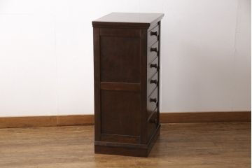 中古　美品　松本民芸家具　小物収納におすすめ!鍵付きが嬉しい6段チェスト(引き出し、サイドチェスト)(定価約23万円)(R-054952)