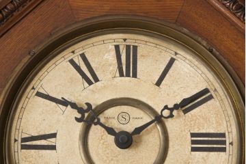 アンティーク時計　大正期〜昭和初期　精工舎(SEIKOSHA、セイコー)　電池式　8DAY　浮き彫りがクラシカルな雰囲気を高める柱時計(壁掛け時計、古時計、八角時計)(R-054985)