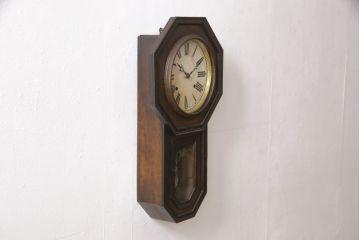 アンティーク時計　大正期〜昭和初期　電池式　名古屋商事時計部(NAGOYASHOJI)　8DAY　シックな色合いから古いものならではの風情を感知る八角時計(壁掛け時計、古時計、柱時計)(R-054986)
