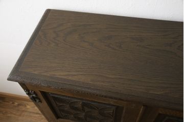 和製　希少ビンテージ　神戸洋家具　細やかな彫刻が素晴らしい下駄箱(シューズボックス、収納棚、戸棚、ヴィンテージ)(ぺザントアート)(R-054987)