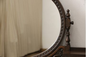 和製ビンテージ　細部まで施された細やかな彫刻が目を引くドレッサー(鏡台、ヴィンテージ)(R-054993)