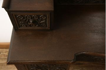 和製ビンテージ　細部まで施された細やかな彫刻が目を引くドレッサー(鏡台、ヴィンテージ)(R-054993)