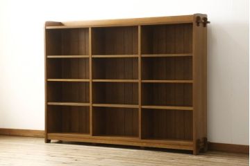 中古　美品　横浜ダニエル取り扱い　Stickley(スティックレー、スティックレイ)　オーク材　店舗什器としてもおすすめ!大型サイズのブックシェルフ(本棚、書棚、サイドボード、オープンラック、飾り棚)(R-055024)