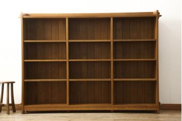 中古　美品　横浜ダニエル取り扱い　Stickley(スティックレー、スティックレイ)　オーク材　店舗什器としてもおすすめ!大型サイズのブックシェルフ(本棚、書棚、サイドボード、オープンラック、飾り棚)(R-055024)