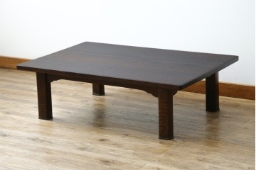 和製ビンテージ　高級杉材　シンプルなデザインながらも深みのある色合いが魅力的な一枚板座卓　(R-055026)