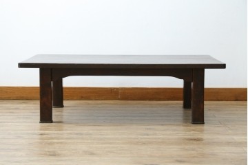 和製ビンテージ　高級杉材　シンプルなデザインながらも深みのある色合いが魅力的な一枚板座卓　(R-055026)