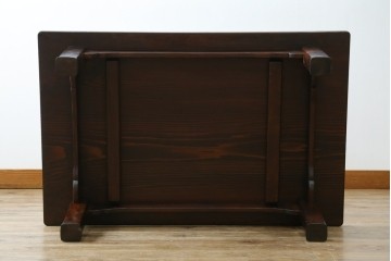 和製ビンテージ　高級杉材　シンプルなデザインながらも深みのある色合いが魅力的な一枚板座卓　(R-055026)