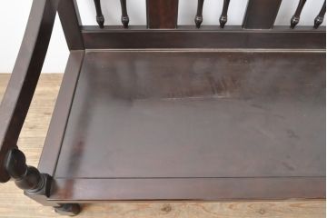 中古　松本民芸家具　クラシカルなろくろ装飾が目を引くD型2人掛けベンチ(R-055029)