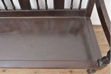 中古　松本民芸家具　クラシカルなろくろ装飾が目を引くD型2人掛けベンチ(R-055029)