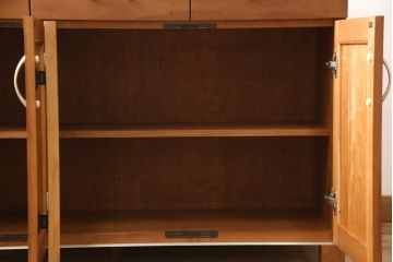 中古　シャルドネ(CHARDONNAY)　チェリー材　温かみある風合いが魅力的なキッチンカウンター(収納棚、戸棚、食器棚、カウンターテーブル)(R-055037)