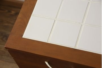 中古　シャルドネ(CHARDONNAY)　チェリー材　温かみある風合いが魅力的なキッチンカウンター(収納棚、戸棚、食器棚、カウンターテーブル)(R-055037)