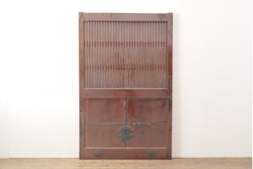 和製アンティーク　総ケヤキ材(欅)　古き時代の味わいが魅力的な格子蔵戸1枚(玄関戸、引き戸、建具)(R-055041)