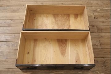 和製アンティーク　大正時代　和の趣を感じる重ね庄内箪笥・上段(ローボード、テレビ台、テレビボード、引き出し、チェスト、和箪笥、収納箪笥)(R-055065)