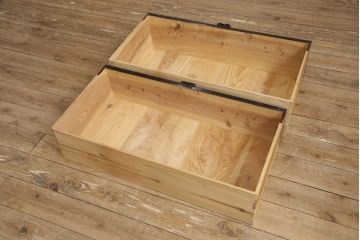 和製アンティーク　大正時代　和の趣を感じる重ね庄内箪笥・上段(ローボード、テレビ台、テレビボード、引き出し、チェスト、和箪笥、収納箪笥)(R-055065)