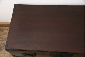 和製アンティーク　大正時代　和の趣を感じる重ね庄内箪笥・上段(ローボード、テレビ台、テレビボード、引き出し、チェスト、和箪笥、収納箪笥)(R-055065)
