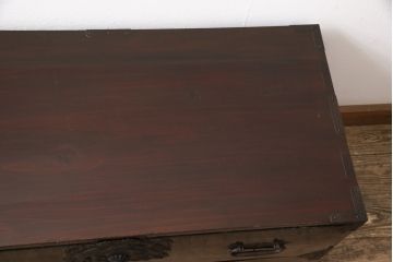 和製アンティーク　大正時代　和の趣を感じる重ね庄内箪笥・上段(ローボード、テレビ台、テレビボード、引き出し、チェスト、和箪笥、収納箪笥)(R-055065)