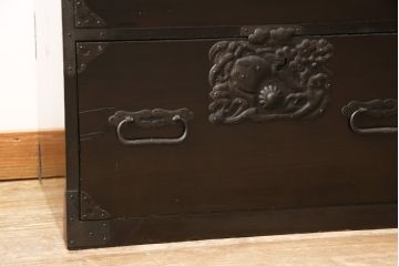 和製アンティーク　大正時代　和の趣を感じる重ね庄内箪笥・下段(引き出し、チェスト、和箪笥、収納箪笥)(R-055066)