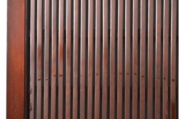 和製アンティーク　漆のきれいな総ケヤキ格子蔵戸1枚(玄関戸、引き戸、建具)(R-055069)