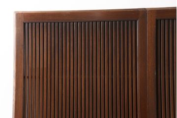 アンティーク建具　最高級　総ケヤキ材(欅材)　変わり型　凝ったつくりが魅力の格子戸2枚セット(引き戸)(R-055070)