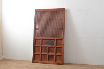 和製アンティーク　総ケヤキ材　こだわりの金具が格好いい格子蔵戸1枚(玄関戸、引き戸、建具)(R-055071)