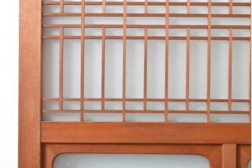 和製アンティーク　上品な和の趣漂うガラス戸2枚セット(引き戸、建具)(R-055075)