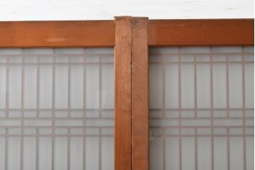 和製アンティーク　上品な和の趣漂うガラス戸2枚セット(引き戸、建具)(R-055075)