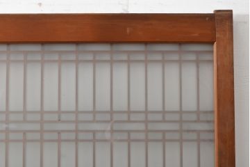 和製アンティーク　上品な和の趣漂うガラス戸2枚セット(引き戸、建具)(R-055075)