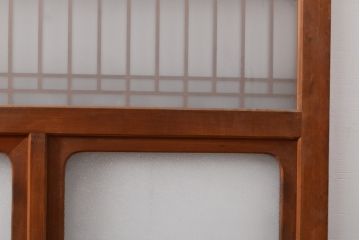 和製アンティーク　上品な和の趣漂うガラス戸2枚セット(引き戸、建具)(R-055075)