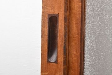 和製アンティーク　上品な和の趣漂うガラス戸2枚セット(引き戸、建具)(R-055075)