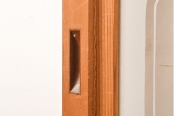 アンティーク建具　レトロな雰囲気漂う裏障子付き格子戸2枚セット(引き戸、建具)(R-055076)