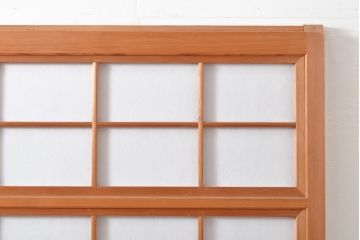 アンティーク建具　レトロな雰囲気漂う裏障子付き格子戸2枚セット(引き戸、建具)(R-055076)