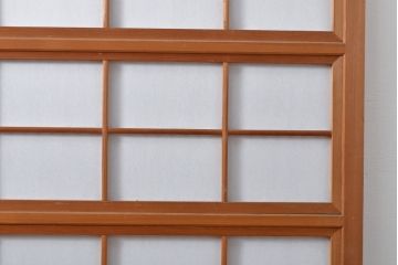 アンティーク建具　レトロな雰囲気漂う裏障子付き格子戸2枚セット(引き戸、建具)(R-055076)