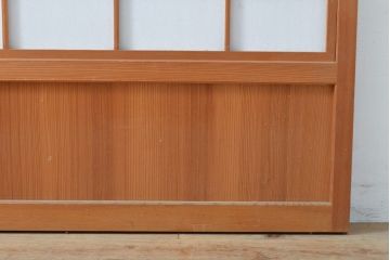 アンティーク建具　レトロな雰囲気漂う裏障子付き格子戸2枚セット(引き戸、建具)(R-055076)