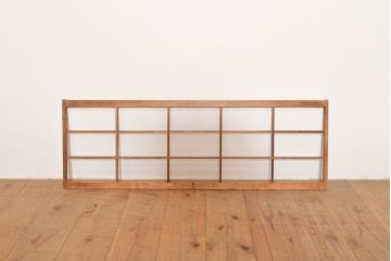 和製アンティーク　整然と並ぶ縦格子が風情溢れる裏障子付き格子戸4枚セット(引き戸、建具)(R-055080)