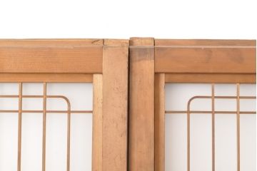 和製ビンテージ　繊細な組子が上品な印象の組子入りガラス戸2枚セット(引き戸、建具、ヴィンテージ)(R-055116)
