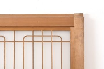 和製ビンテージ　繊細な組子が上品な印象の組子入りガラス戸2枚セット(引き戸、建具、ヴィンテージ)(R-055116)