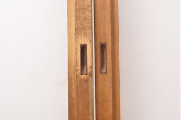 和製ビンテージ　繊細な組子が上品な印象の組子入りガラス戸2枚セット(引き戸、建具、ヴィンテージ)(R-055116)