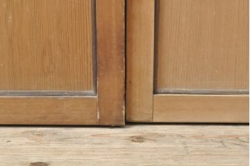 和製ビンテージ　繊細な組子が上品な印象の組子入りガラス戸2枚セット(引き戸、建具、ヴィンテージ)(R-055116)