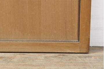 和製ビンテージ　繊細な組子が上品な印象の組子入りガラス戸2枚セット(引き戸、建具、ヴィンテージ)(R-055116)