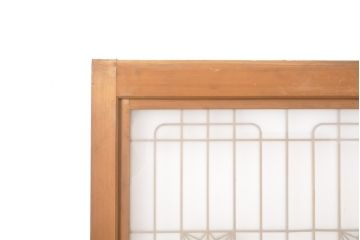 和製ビンテージ　繊細な組子が上品な印象の組子入りガラス戸2枚セット(引き戸、建具、ヴィンテージ)(R-055116)