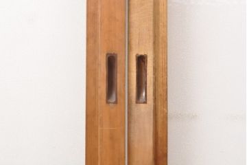 和製ビンテージ　繊細な組子が上品な印象の組子入りガラス戸2枚セット(引き戸、建具、ヴィンテージ)(R-055116)