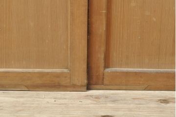 和製ビンテージ　繊細な組子が上品な印象の組子入りガラス戸2枚セット(引き戸、建具、ヴィンテージ)(R-055116)