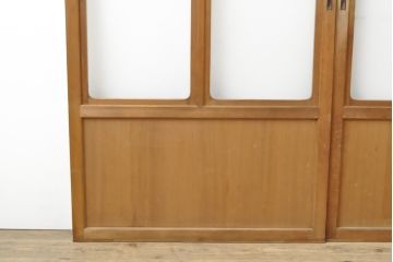 和製ビンテージ　繊細な組子が上品な印象の組子入りガラス戸2枚セット(引き戸、建具、ヴィンテージ)(R-055116)