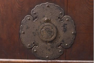 和製アンティーク　総ケヤキ材(欅)　時を経た味わいが魅力的な蔵戸1枚(引き戸、玄関戸、建具)(R-055125)
