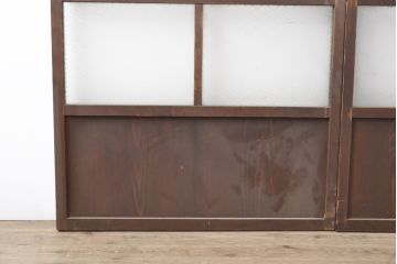 和製アンティーク　素朴な風合いが時代の趣を感じる引き戸2枚セット(障子戸、ガラス戸、建具)(R-055132)