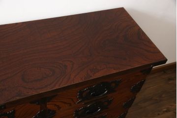 中古　美品　岩谷堂箪笥　迫力ある杢目が印象的なサイドボード(引き出し、チェスト、和たんす)(R-055139)