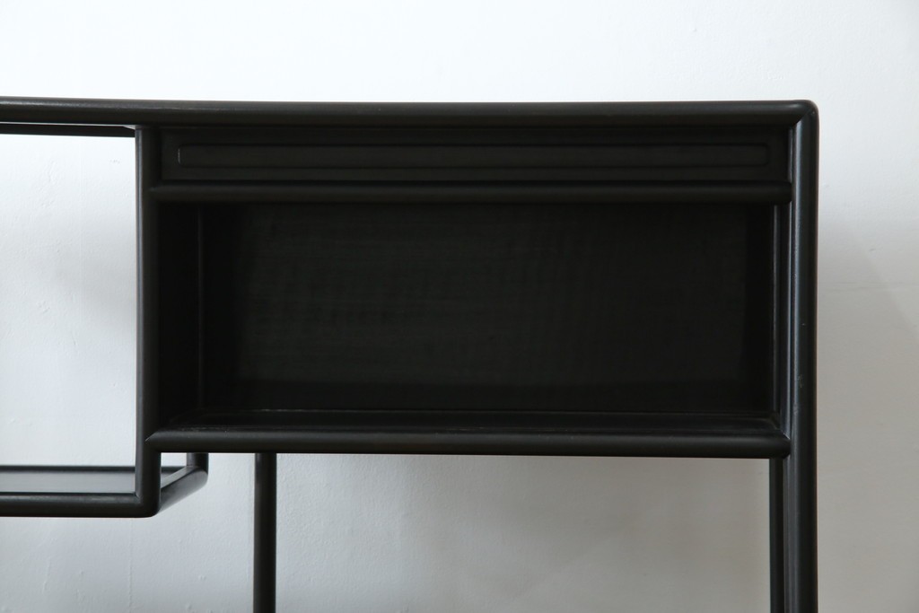 和製アンティーク　唐木　繊細な漆絵が美しい飾り棚　(R-055142)