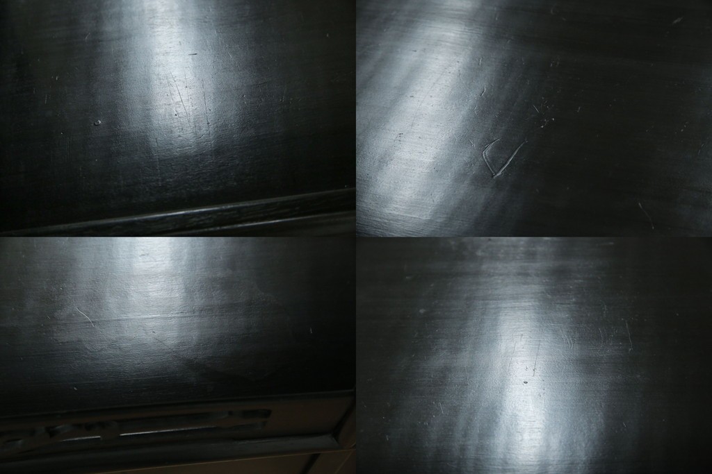 和製アンティーク　唐木　繊細な漆絵が美しい飾り棚　(R-055142)