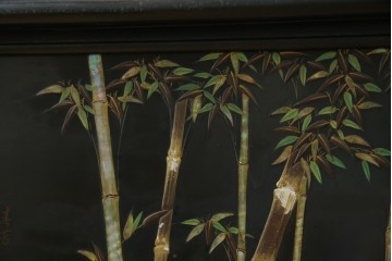 和製アンティーク　唐木　繊細な漆絵が美しい飾り棚　(R-055142)